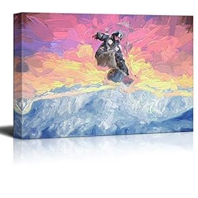 Canvas Wall Art Snowboarding Pictures Home Wall Decorations for Bedroom Living Room Paintings Canvas Prints Framed - 12x18 inches