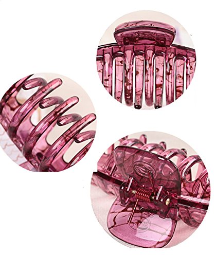 Prettyou 4.3" Large Plastic Resin Hair Claw Clip for Women, 2 Count. (SET2)