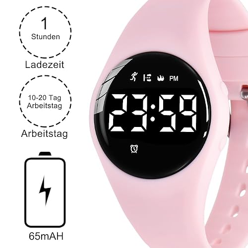 Kids Watches for Girls Boys Digital Sport Watch with Step Counter Pedometer  Vibration Alarm Clock, No App Wate