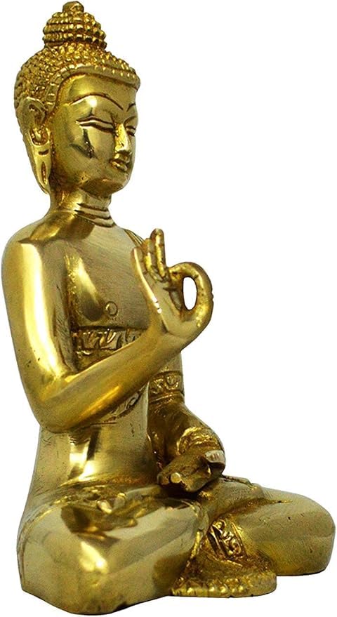 Zap Impex Handmade Brass Blessing Buddha Statue in Meditation Religious Statue Decor