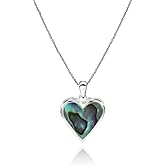 GemStar USA Sterling Silver Abalone or Simulated Turquoise Polished Heart Pendant Necklace