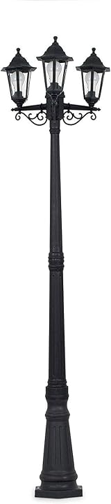MiniSun Traditional Victorian 1.95m Outdoor Lamp Post Light Black 3 Way 15W LED view 1