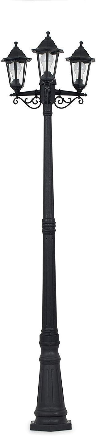 MiniSun Traditional Victorian 1.95m Outdoor Lamp Post Light Black 3 Way 15W LED