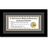 CreativePF [5.5x10.5bk-b] Business License Frame with Matting, Self Standing Easel and Wall Hanger for More Versatility