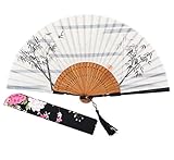 Amajiji Japanese Traditional Retro Craft Handhelp Folding Fan,Portable Women Bamboo Hand Fan,8.66