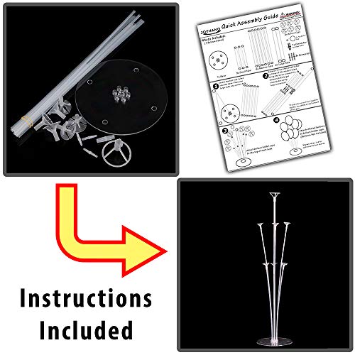 Joyvano Balloon Stand Kit - 6-Pack Balloon Holder Stand Set - Reusable Balloon Holders with Connectors - Ideal Table and Floor Centerpieces - Wide Sturdy Base - Instructions Included