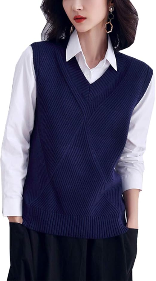 Suéter feminino de malha canelada da Arlita, colete com gola em V, sem