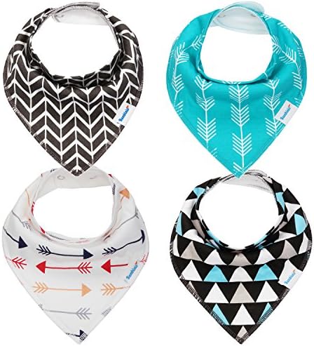 Bandana Baby Bib Set by Bambinio - 4 Unisex Design Drool Bibs for Boys and Girls - Best Newborn and Baby Shower Gift – Soft, Comfortable and Adjustable