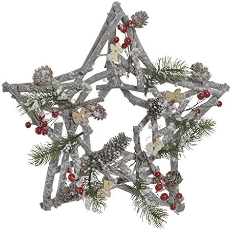 Ghirlande Centrotavola Natalizi.Centrotavola Ghirlanda Di Natale A Forma Di Stella Ideale Per Decorazione Natalizia Originale Legno 35 X 35 X 8 Cm Hogarymas Amazon It Casa E Cucina