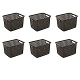 Sterilite 12736P06 Tall Weave Basket, Espresso, 6-Pack