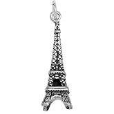 Eiffel Tower Paris France Europe 3D 925 Solid Sterling Silver Charm Pendant | Bracelet Necklace Jewelry Making Supply