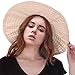 Younglove Women's Floppy Large Brim Beach Sun Hat with Ribbon-Beige