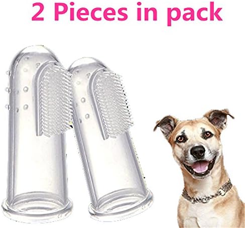 Panghuhu88 2Pcs Dog Soft Finger Toothbrush Pet Oral Dental Brush Helps Reduce Plaque