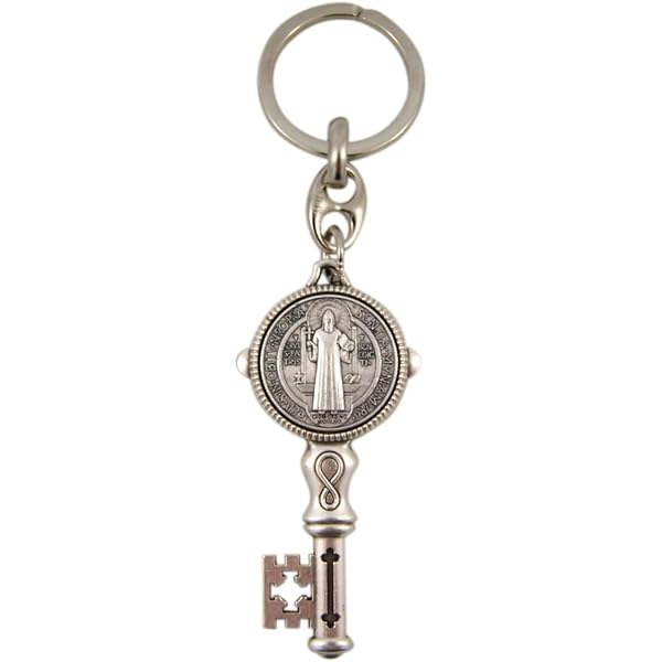 Religious Keychain With St. Christopher & Divine Mercy Medals - Metal, 4 Inch, Multi-Charm Design