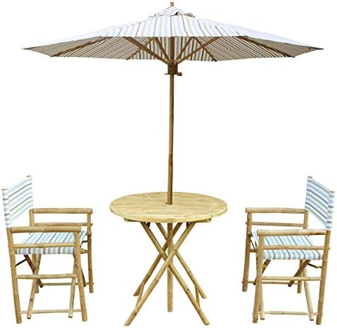Amazon Com Zew 4 Piece Bamboo Outdoor Patio Set Includes Round