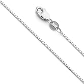 14k REAL White Gold Solid 0.9mm Box Link Chain Necklace with Lobster Claw Clasp - 22"