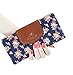 SeptCity Womens Wallet Cute Floral Soft Leather Clutch Gift for Her, 2071 (Twilight Blue)