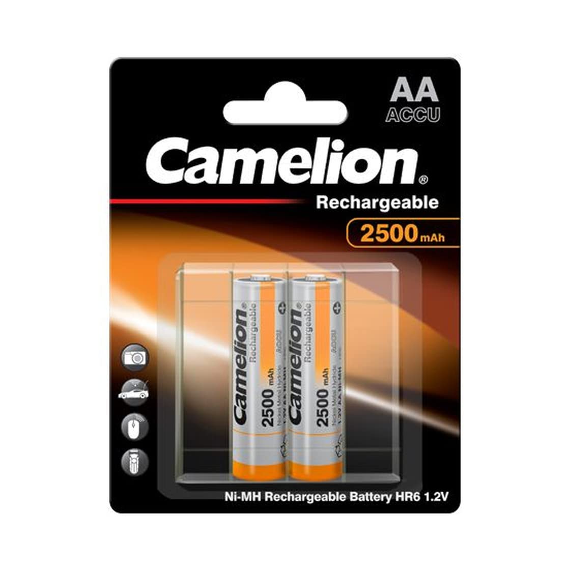 Camelion 17025206 Akku (NiMH, R6, Mignon, AA, 2500 mAh, 2er, INKL. Aufbewahrungsbox geeignet für 4 x Akkus)