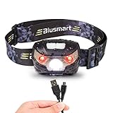 Blusmart Headlamp LED Rechargeable Running Headlamps USB CREE Headlight Perfect for Fishing Walking Camping Reading Hiking DIY and More (USB Cable Included)