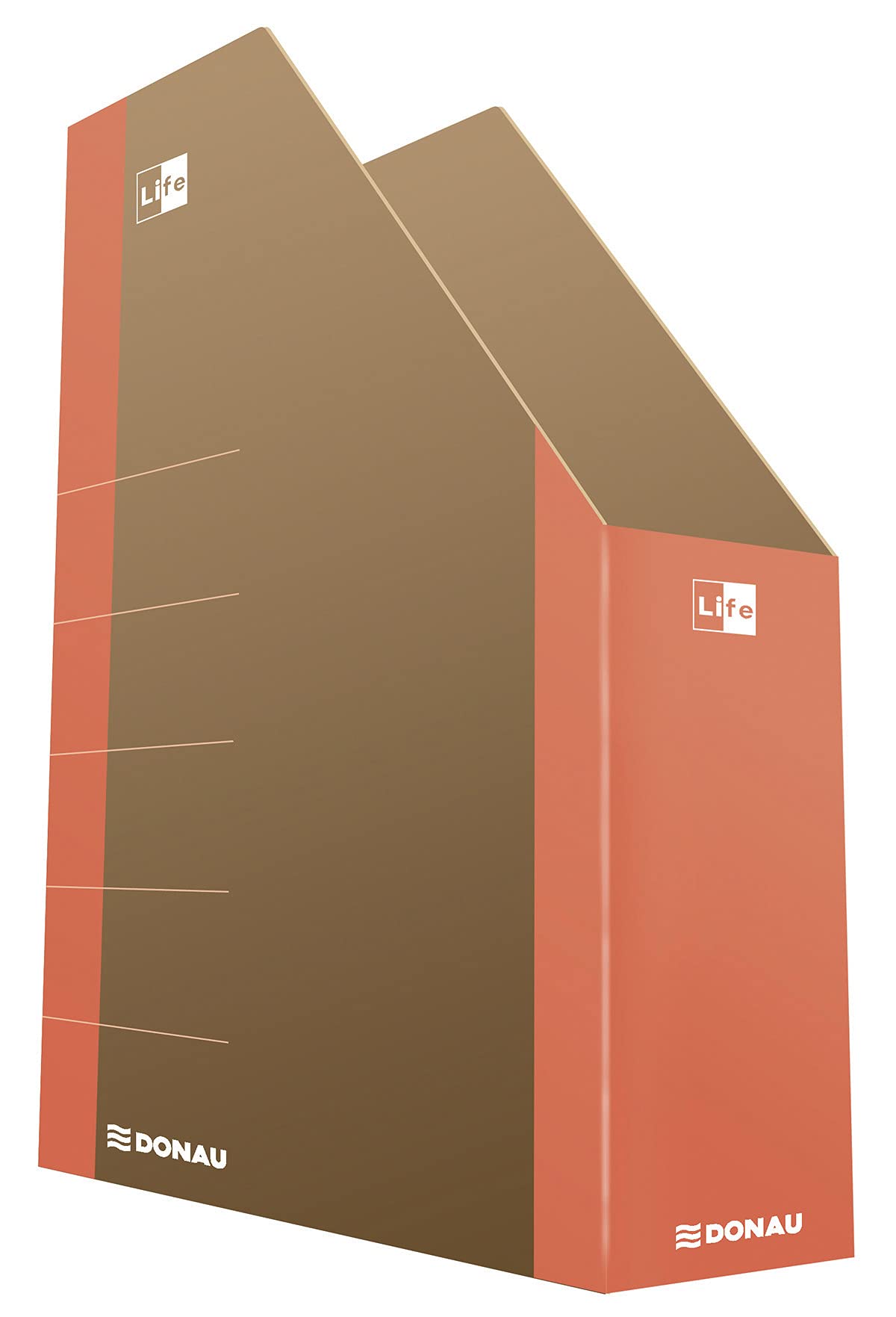Cardboard Document Container DONAU Life A4 Orange/Document Archiving/Type-A4/80 / Kind-Foldable/Material-Cardboard/Label-Space for Description/Colour-Orange/Format-A4 / Weight (g/m2)-800