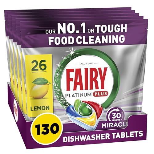 Fairy 30 Minute Miracle Platinum Plus Dishwasher Tablets, 130 Capsules
