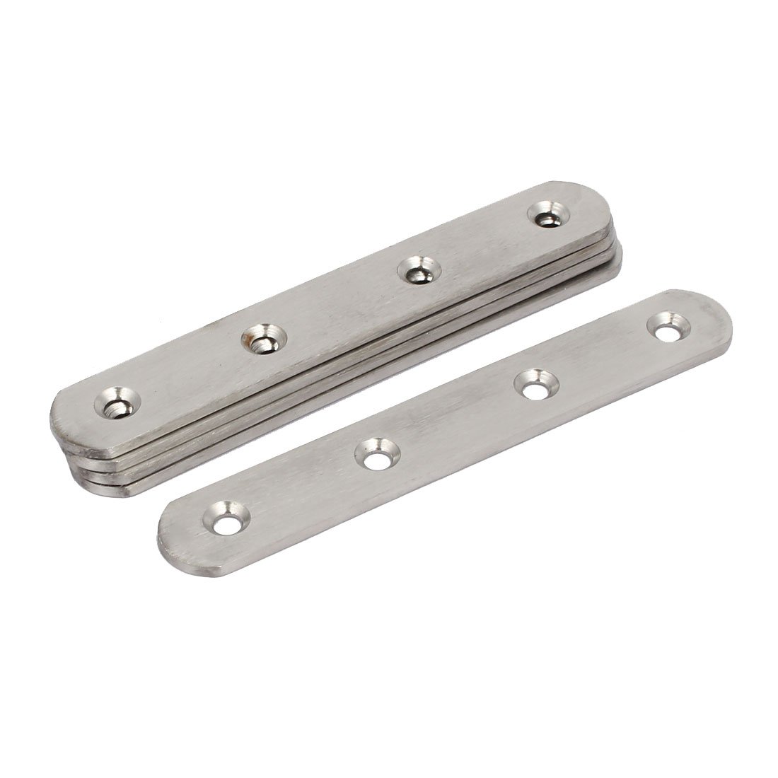 Sourcingmap 125mmx20mmx3mm Stainless Steel Half Round End Flat Fixing Mending Plates 5pcs