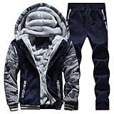 Susanny Winter Men's Thick Velvet Hoodies Sweatshirts Coat Pants Zip Jacket Sport Tracksuit