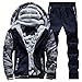 Susanny Winter Men's Thick Velvet Hoodies Sweatshirts Coat Pants Zip Jacket Sport Tracksuit
