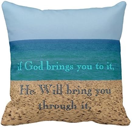 JGArtStore Inspiring Quote On Beach And Sea 98065 Pillow Case Cushion Cover Home Sofa Decorative 18 X 18 Inch