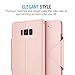 Galaxy S8 Wallet Case, Maxboost [Folio Style w/ Hand Strap] Premium Samsung Galaxy S8 (2017) Card Case STAND Feature [Rose Gold] PU Leather Flip Cover with Card Slot + Side Pocket Magnetic