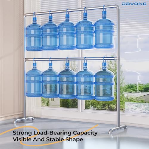 DAYONG Adjustable Garment Rack, Double Rods Industrial Clothing Rack, Sturdy Metal Clothes Rack Organizer, Portable Standing Clothes Garment Rack (160cm D x 50cm W x 180cmH)