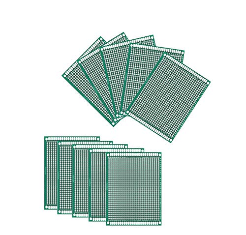 Karcy Double-Side Prototype PCB Universal Printed Circuit Board for Electronic and Soldering DIY Project 10Pcs (7x9cm)
