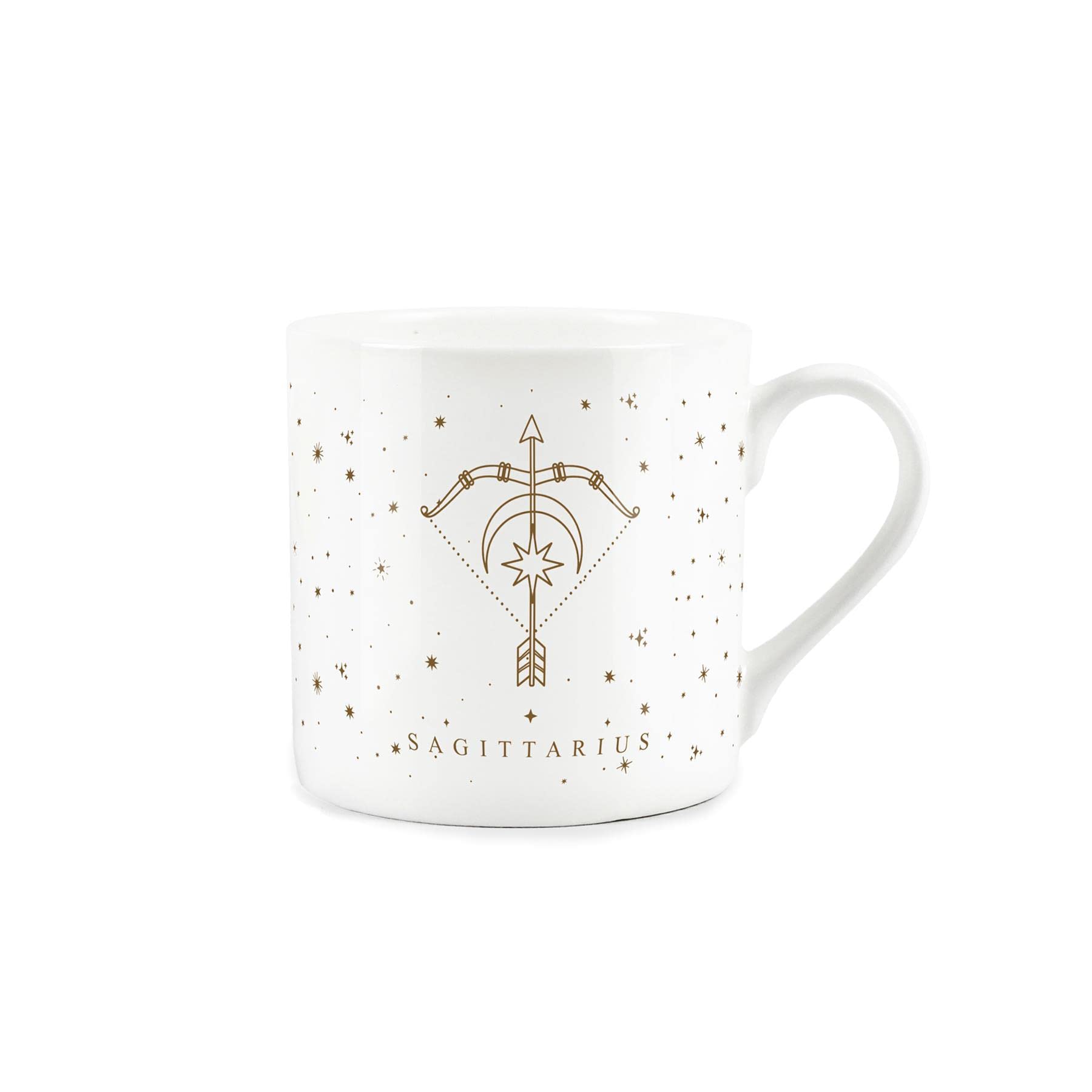 Purely Home Sagittarius Gold Star Sign Mug - Fine Bone China White Mug Coffee/Tea Present Zodiac Gift
