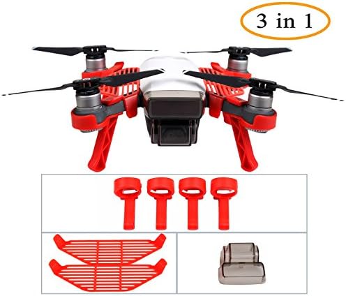 Landing Gear Gimbal Cover Finger Guard for DJI Spark GuGeTech Leg Extenders Camera Cover Finger Protector 3 in 1 Accessory Kit (Bright Red)
