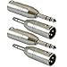GLS Audio XLR Male to 1/4" Male TRS Adapter Gender Changer - XLR-M to 6.3mm Stereo Coupler Adapters - 4 PACK primary
