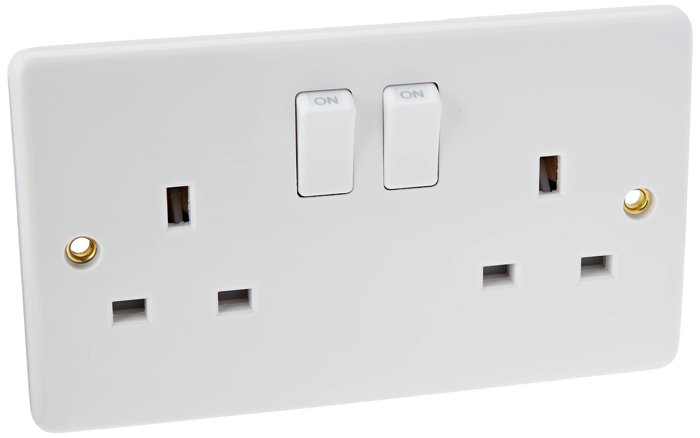 Knightsbridge CU9000 Curved Edge 13 A 2 Gang DP Switched Socket, White