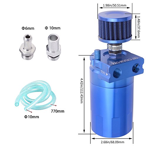 ESPEEDER Universal Aluminum Oil Catch Can Polish Baffled Reservoir Tank Blue with Breather Filter 300ml - Thumbnail 6