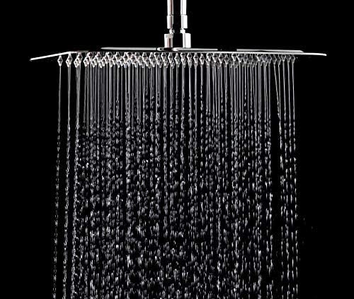 KE1AIP 8 Inches 360ยฐ Swivel Joint Square Rainfall Shower Head Extension Stainless Steel Shower Head Spray
