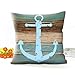 oFloral Home Decorative Nautical Anchor Rustic Wood Satin Throw Pillow Case Cushion Cover Standard Size 18
