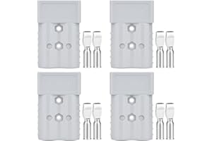 ZEHGCH 350Amp 600V Battery Cable Quick Connect/Disconnect Connector Plug Kit for Car Forklift Motor Winch Trailer (2/0AWG 4PCS Gray)