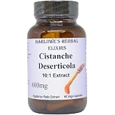 Barlowe's Herbal Elixirs Cistanche Extract | Cistanche Deserticola | 10:1 | 600 mg Per Capsule | 60 Veggie Capsules | Stearate Free | Glass Bottle | Non GMO