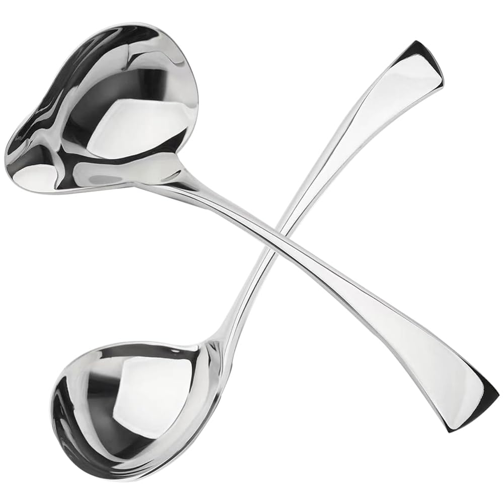 Acbmveen 2Pcs Small Ladle, Sauce Ladle, Sauce Ladle with Pouring Spout, Stainless Steel Mini Ladle, Dishwasher Safe Easy to Use