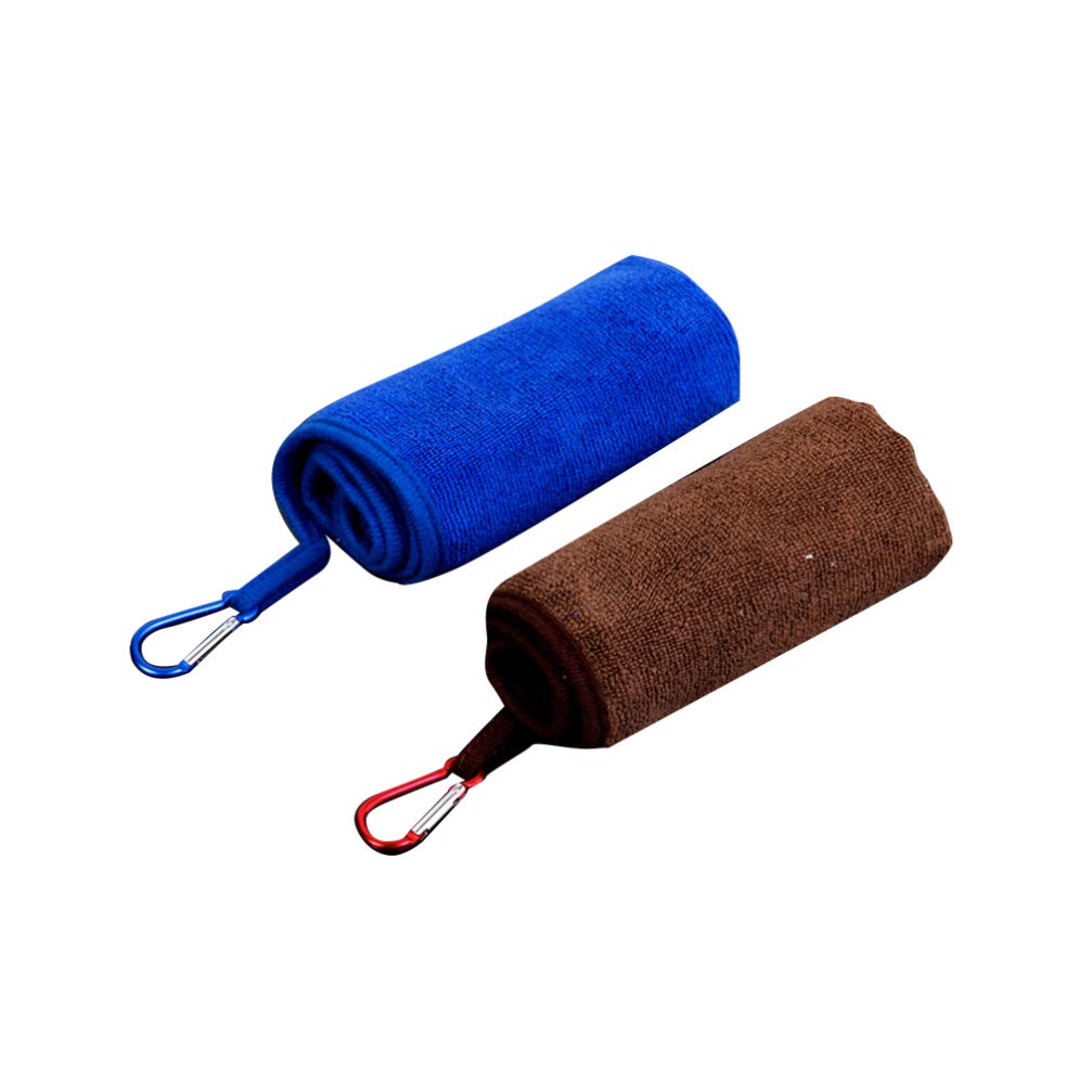 BESPORTBLE 2pcs Fishing Towels Absorbent Sports Towels Microfiber Towel with Clip (Random Color)