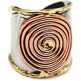 Anju R044 Copper Concentic Circles Janya Mixed Metal Ring