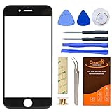 4.7 Inch iPhone 7 Black Front Outer Lens Glass Screen Replacement, CrazyFire Repair Kit Include Screen Lens Glass+1MM Adhesive Tape+Tools Kit+1 Pair Tweezers+1 Roll Micro Wire Screen Seperator