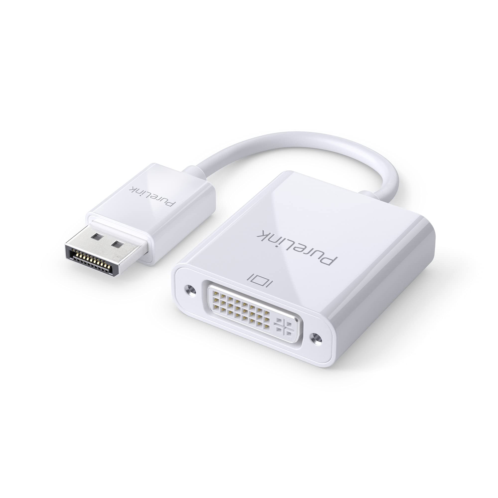 PureLink DisplayPort to DVI Adapter, 1920 x 1200 WUXGA Resolution, 4.95 GB/s Bandwidth, Gold-Plated Connectors, 0.15 m, White