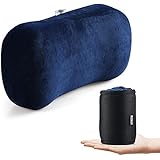 Portable Memory Foam Camping Pillow Travel Pillow Ergonomic Sleeping Bed Pillow for Good Night Sleep Cervical Curved Neck Support for Travel Camping Hiking Car Seat Plane Lumbar Support16.5LX7.8W