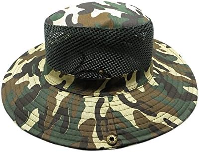 Superhappy Camouflage Summer Sun Visor Floppy Fold Mesh Beach Hat for Men (Army Green)
