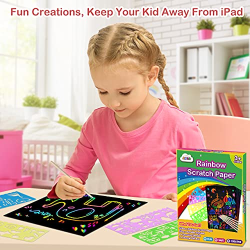 ZMLM Scratch Paper Art Set: 59Pcs Magic Drawing Art Craft Kid Black Scratch off Paper Supply Kit Toddler Preschool Learning Bulk Toy for Age 3 4 5 6 7 8 9 10 Girl Boy Holiday|Party Favor|Birthday Gift