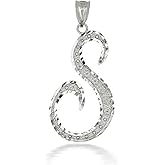 Claddagh Gold Certified Sterling Silver Script Initial Letters A-Z Pendant Charm Necklace